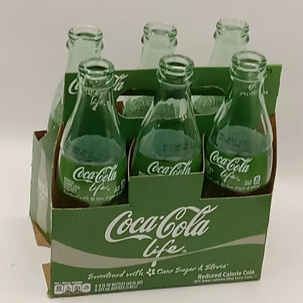 Green COCA COLA LIFE Reduced Calorie Bottles w/Carrier EMPTY Limited Ed Stevia - Picture 14 of 14